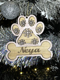 Décoration de Noël patte de chien à personnaliser