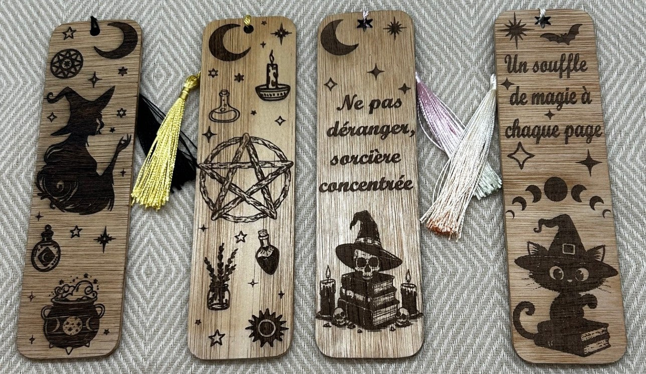 Marque pages sorcière au choix - Format petit ou grand à personnaliser