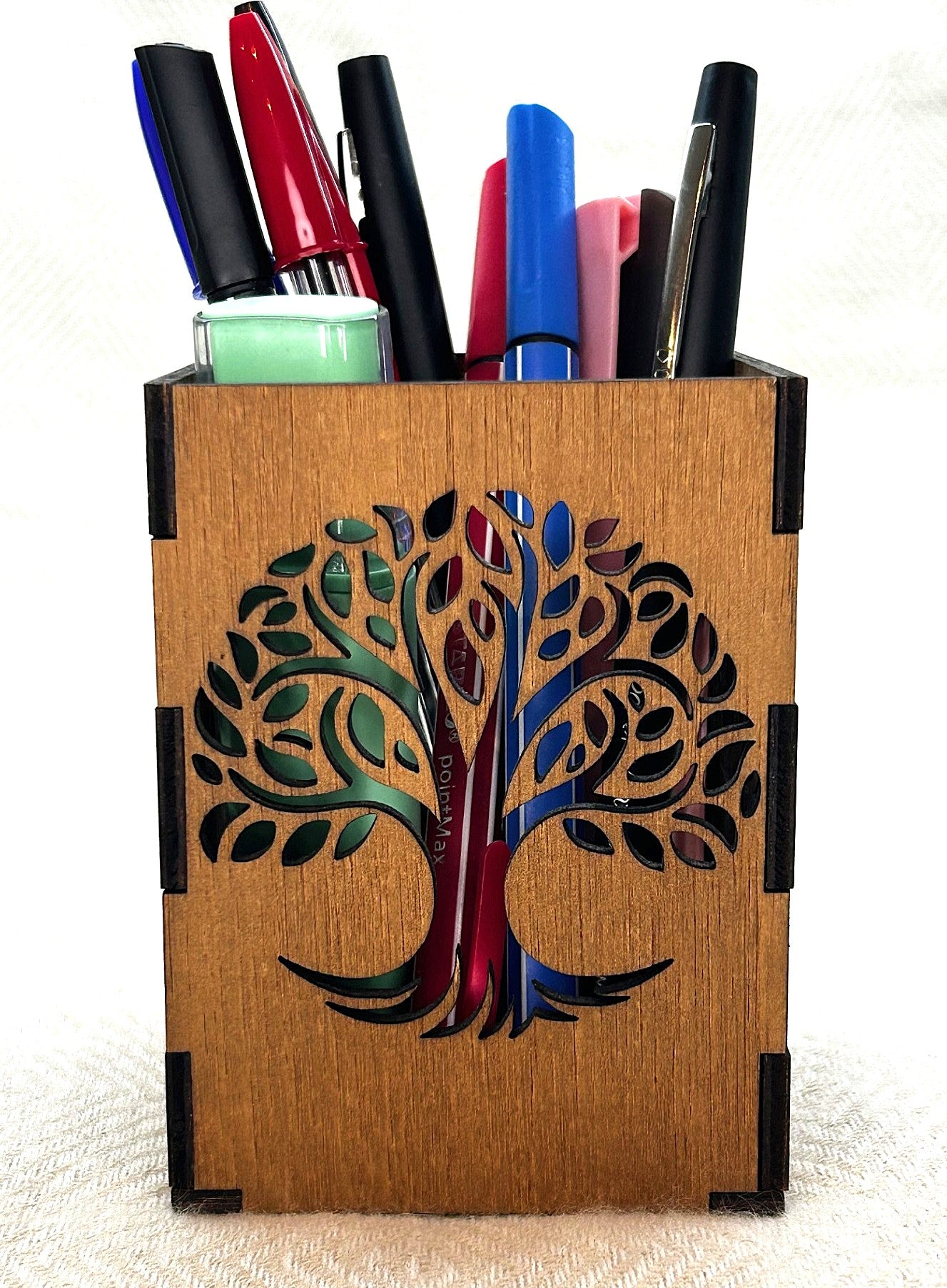 Pot à crayons en bois design naturel et bien être au choix à personnaliser